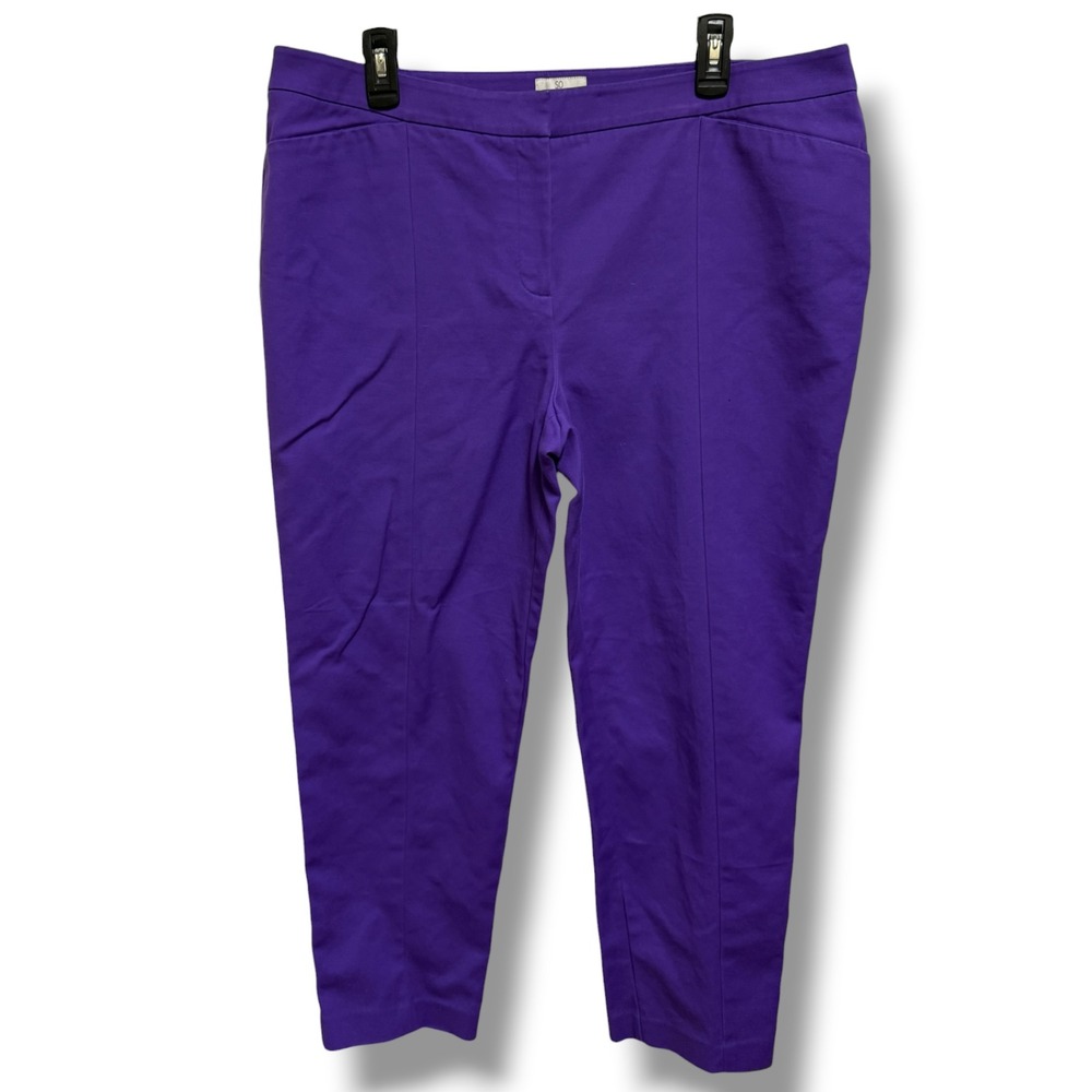 Chico's So Slimming Purple Ankle Trousers Womens 3 XL 16 Cotton Stretch Pants